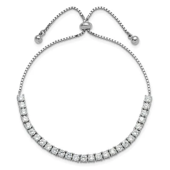 Sterling Silver CZ Adjustable Bracelet and Post Earrings Set
