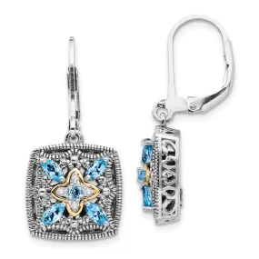 Sterling Silver Gold Diamond Topaz Earrings