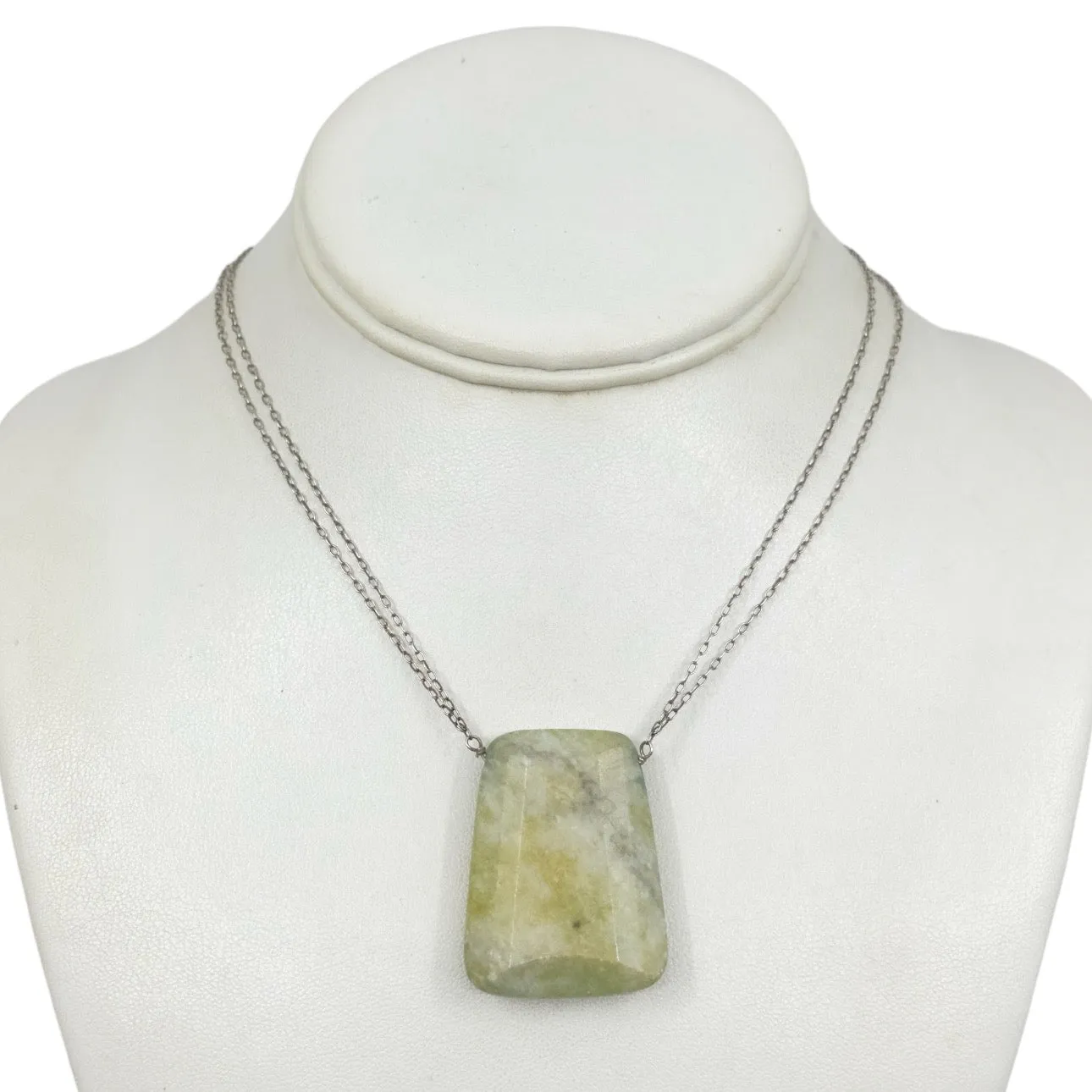 sterling silver jade axe bead pendant necklace