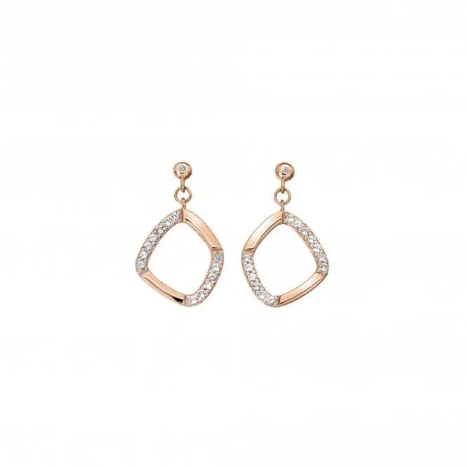 Sterling Silver Rose Gold Behold White Topaz Earrings DE647