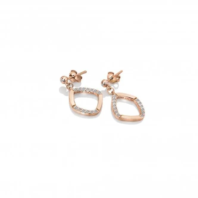Sterling Silver Rose Gold Behold White Topaz Earrings DE647