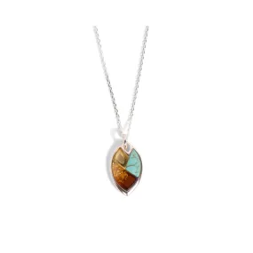 Sterling Silver Turquoise and Amber Pendant Necklace