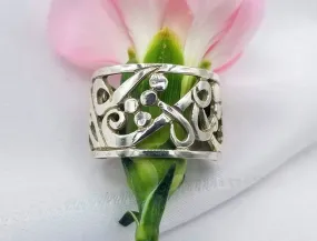 Sterling Wide Cut Out Swirl Band