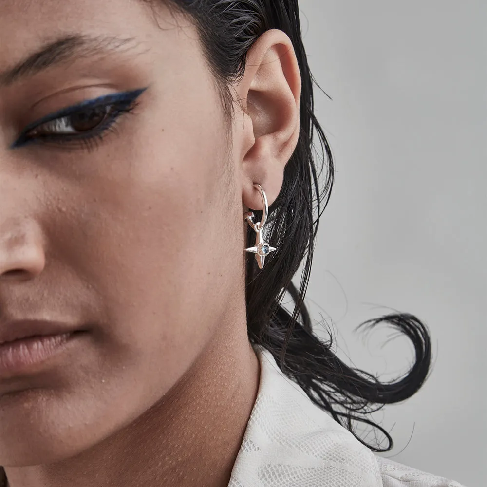Stolen Girlfriends Club Ninja Star Anchor Earrings - Sterling Silver & London Topaz
