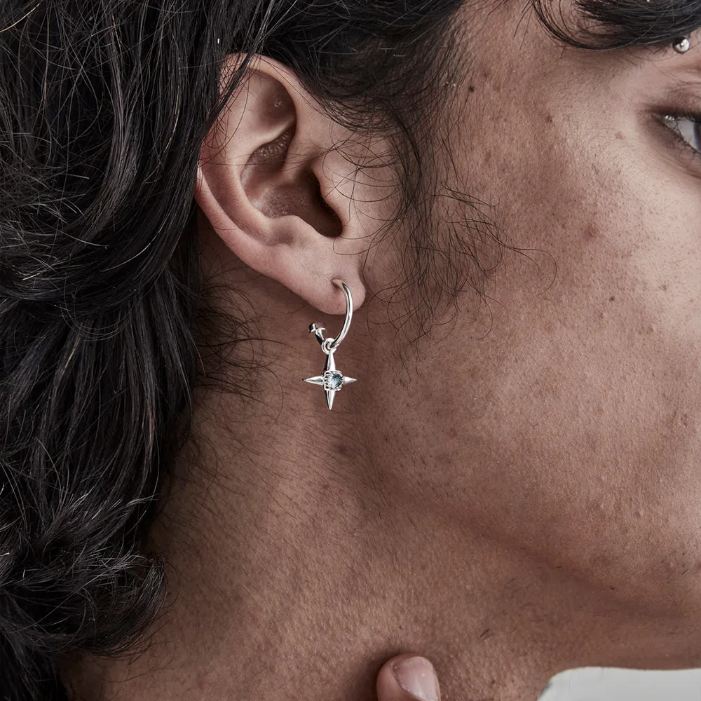Stolen Girlfriends Club Ninja Star Anchor Earrings - Sterling Silver & London Topaz