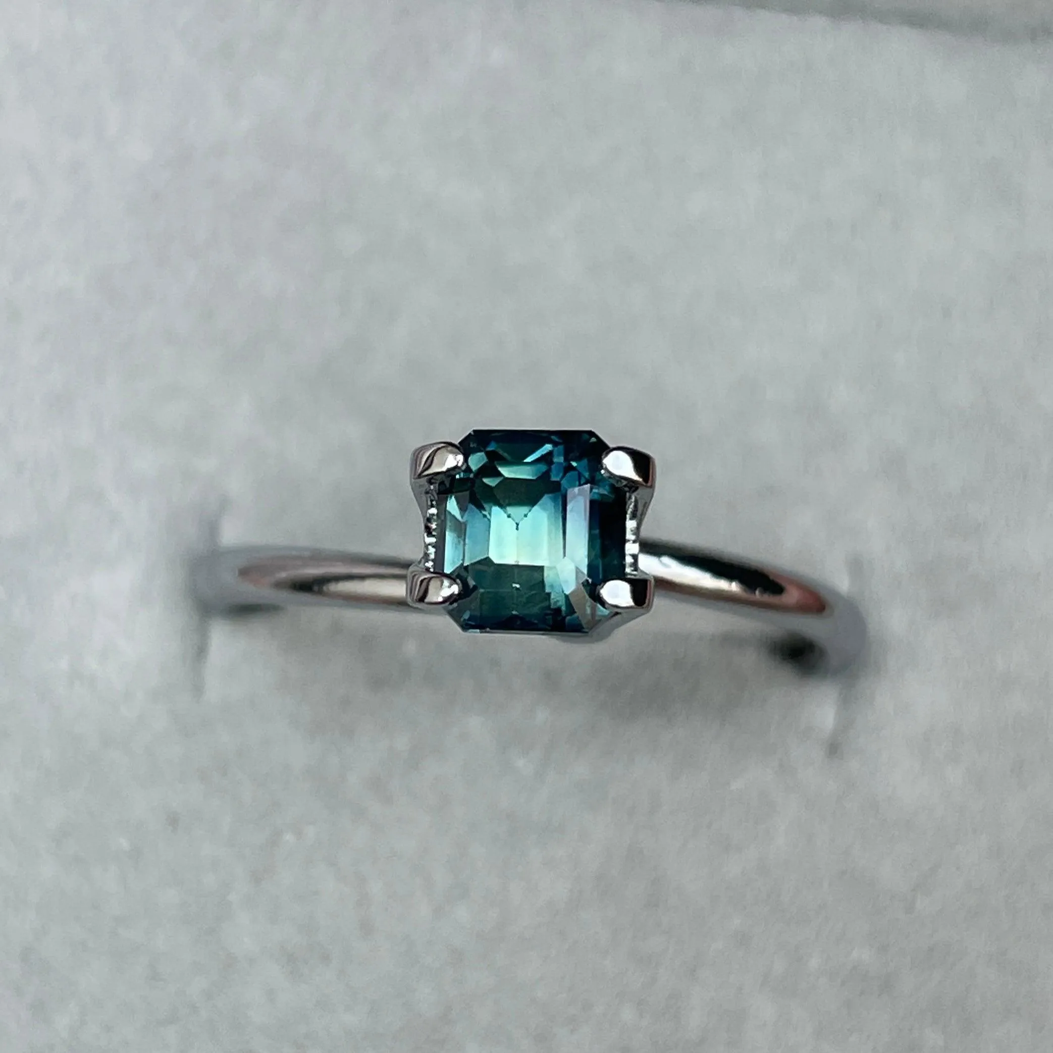 Stunning 1.26 ct Blue Green Bicolored Sapphire Emerald cut for Engagement Ring,  The Appeal Of rich Bluish-Green and Greenish-Blue Sapphires