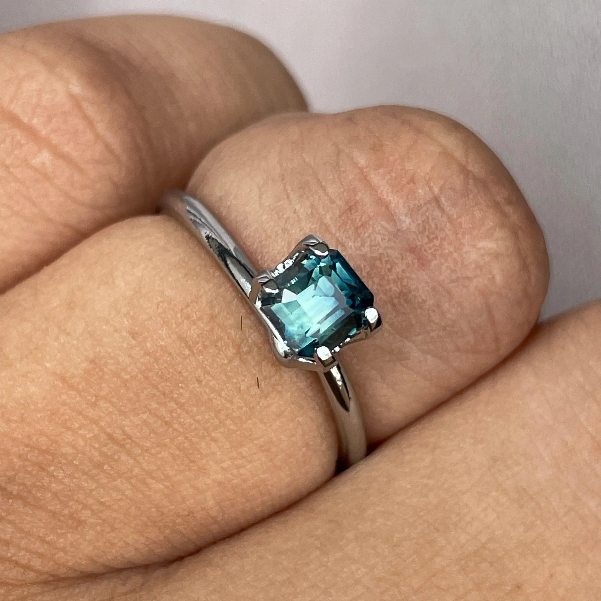 Stunning 1.26 ct Blue Green Bicolored Sapphire Emerald cut for Engagement Ring,  The Appeal Of rich Bluish-Green and Greenish-Blue Sapphires