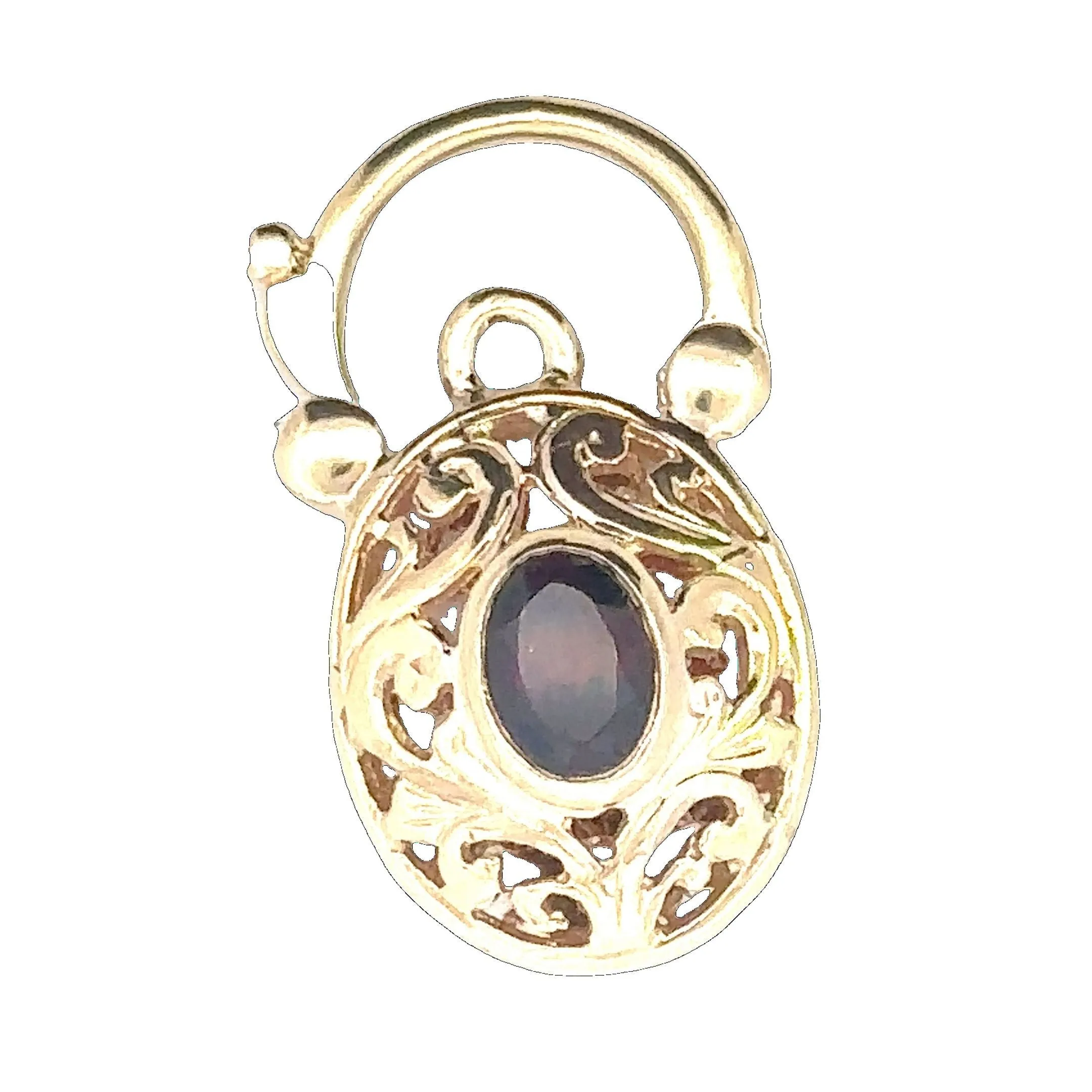 Stunning 9CT Yellow Gold Single Stone Garnet Padlock Pendant
