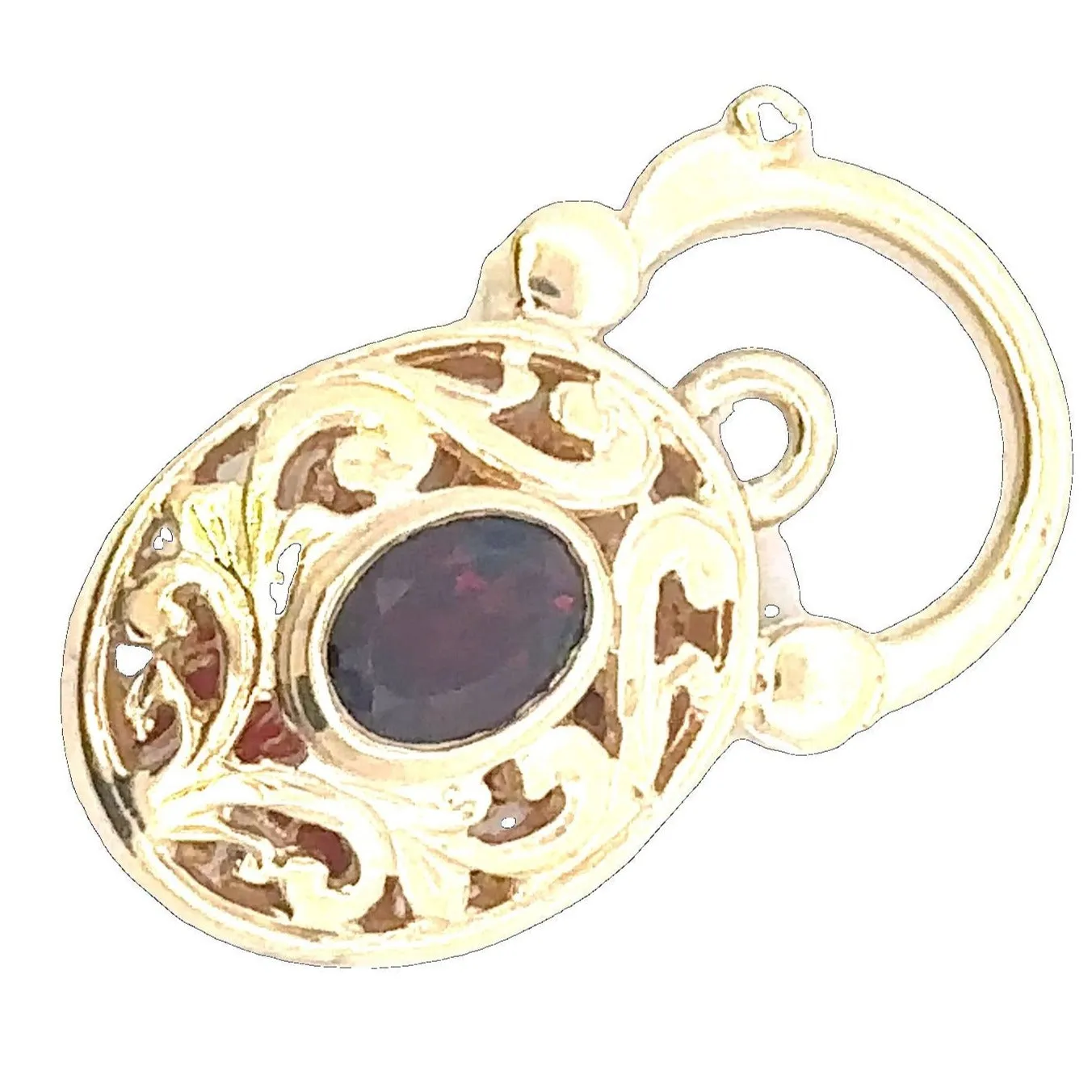 Stunning 9CT Yellow Gold Single Stone Garnet Padlock Pendant
