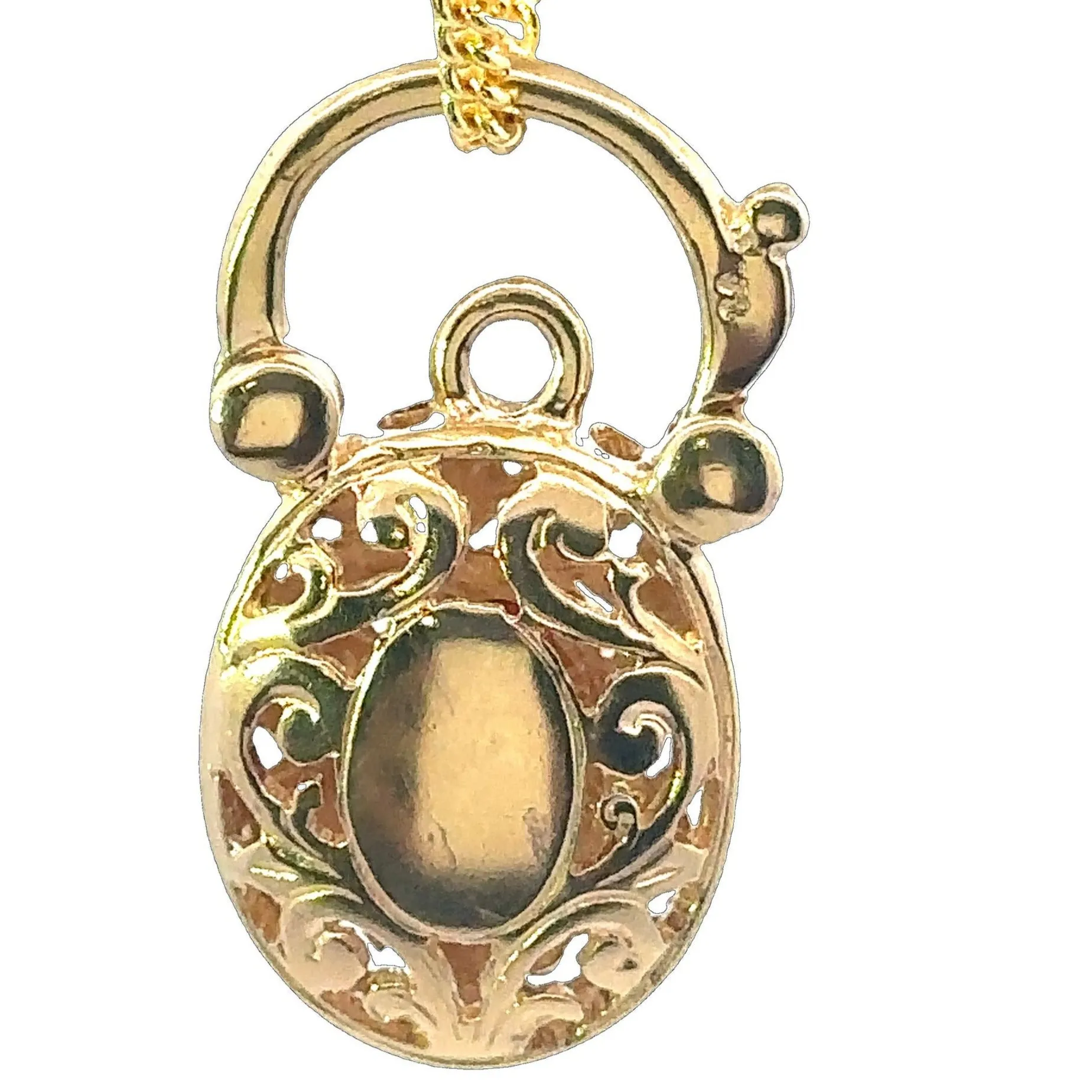 Stunning 9CT Yellow Gold Single Stone Garnet Padlock Pendant