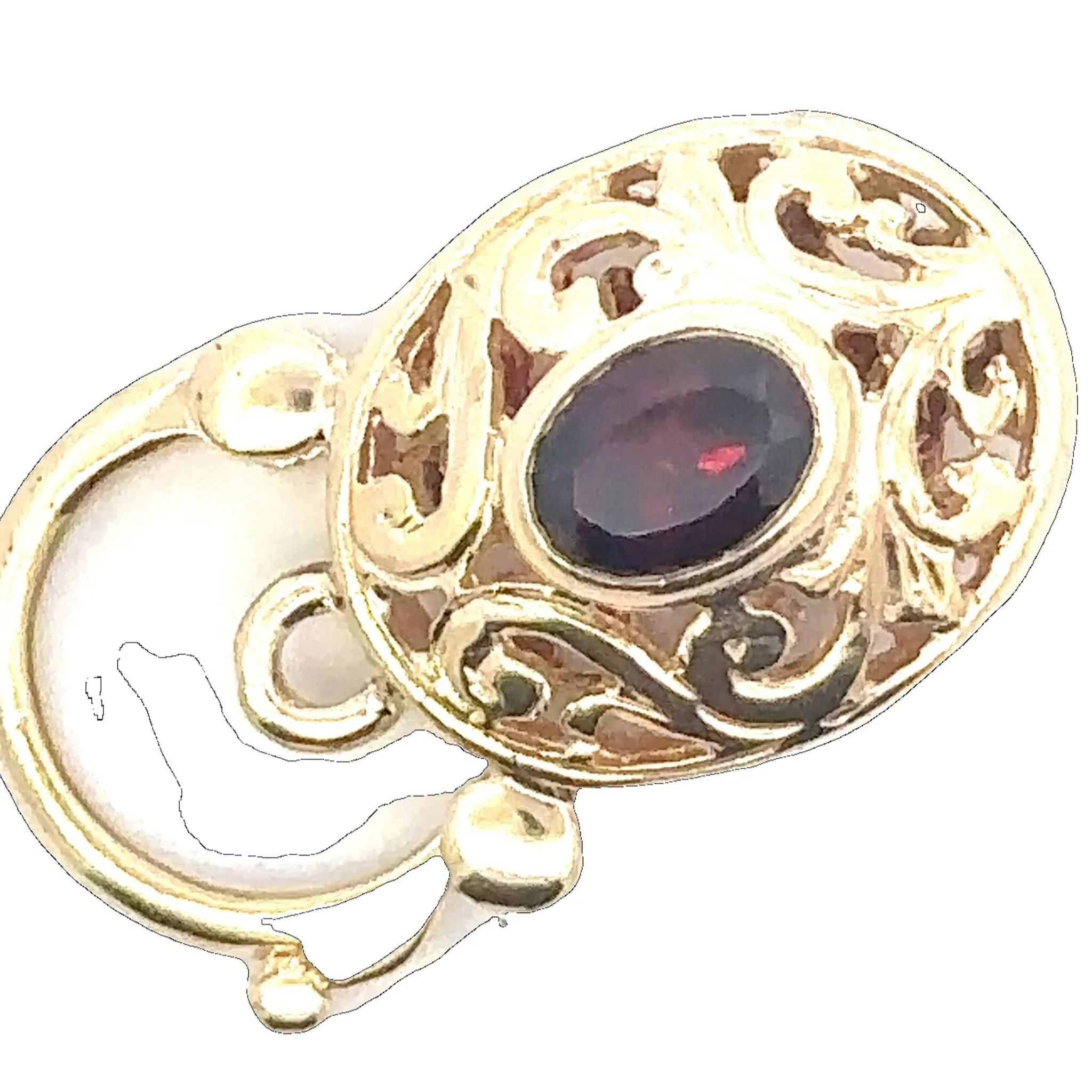 Stunning 9CT Yellow Gold Single Stone Garnet Padlock Pendant