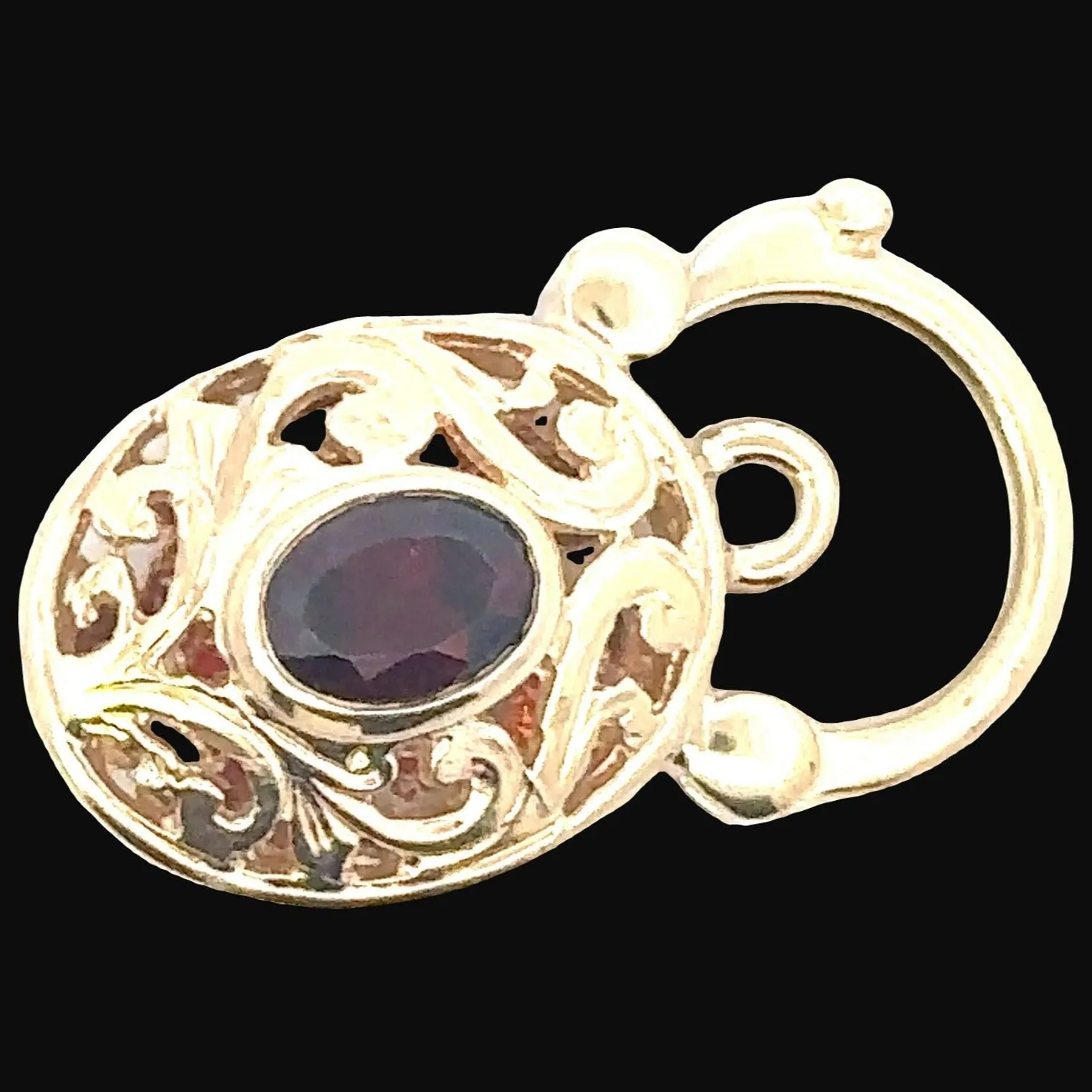 Stunning 9CT Yellow Gold Single Stone Garnet Padlock Pendant