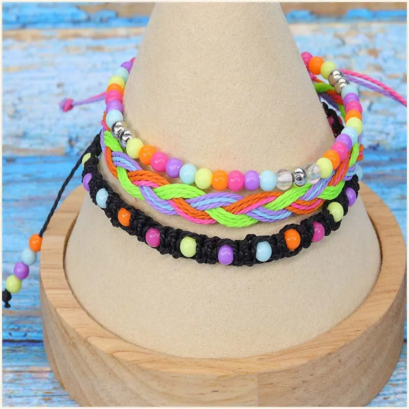 Teenagers Colorful Beads Bracelet  Waterproof Wax Line