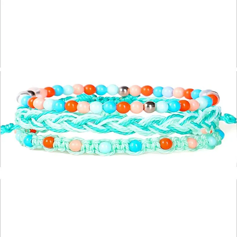 Teenagers Colorful Beads Bracelet  Waterproof Wax Line