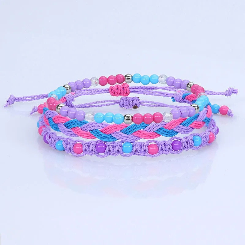 Teenagers Colorful Beads Bracelet  Waterproof Wax Line