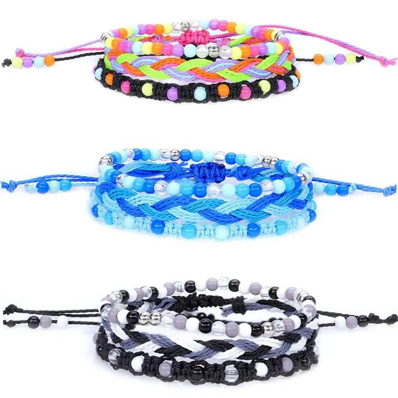 Teenagers Colorful Beads Bracelet  Waterproof Wax Line