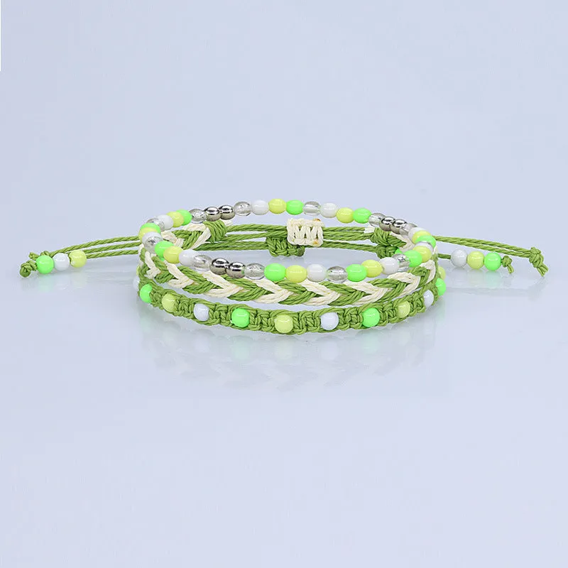 Teenagers Colorful Beads Bracelet  Waterproof Wax Line
