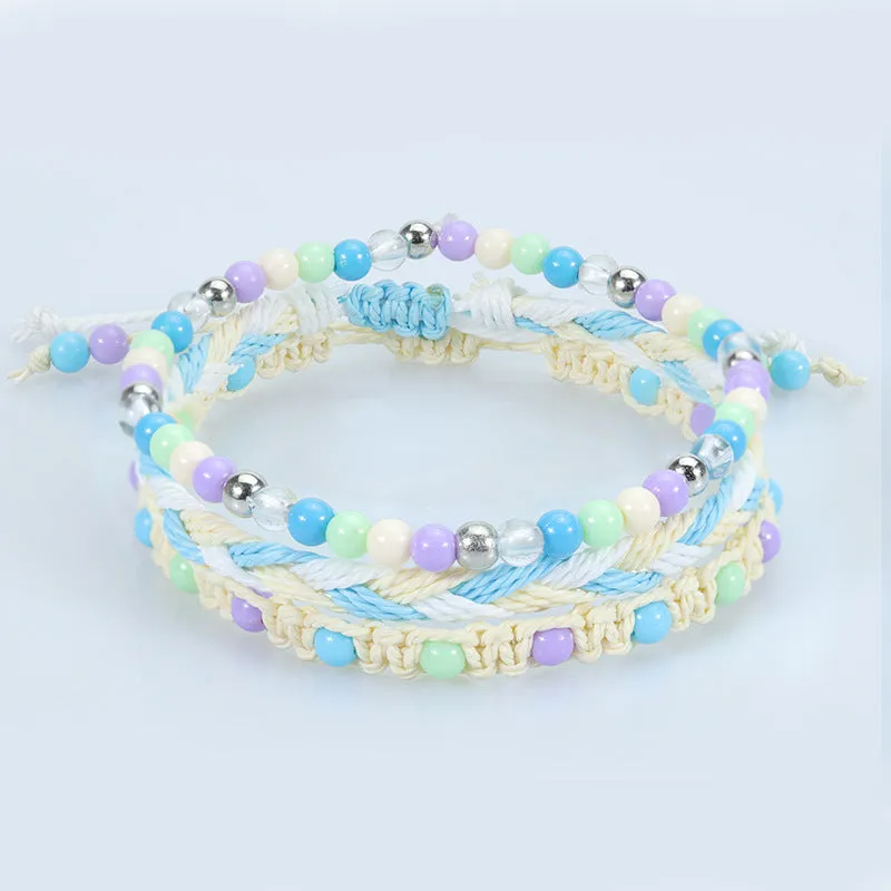 Teenagers Colorful Beads Bracelet  Waterproof Wax Line