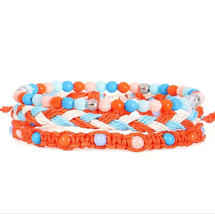 Teenagers Colorful Beads Bracelet  Waterproof Wax Line
