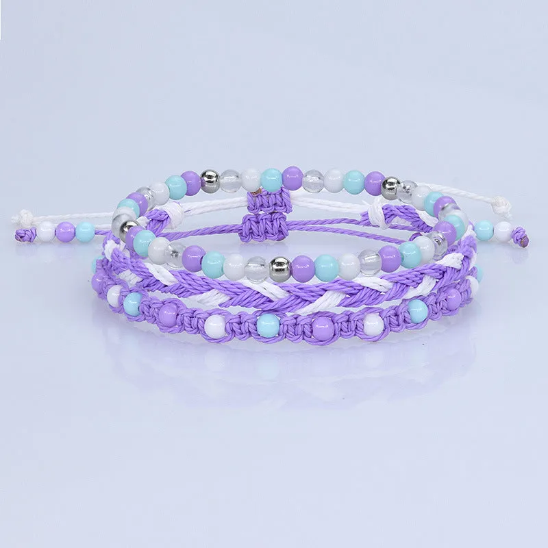 Teenagers Colorful Beads Bracelet  Waterproof Wax Line