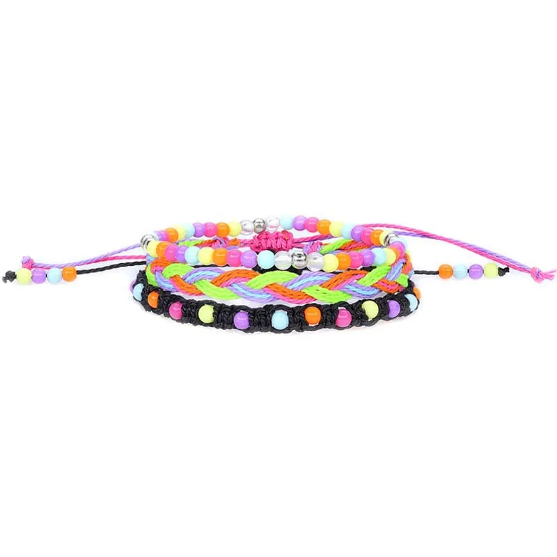 Teenagers Colorful Beads Bracelet  Waterproof Wax Line