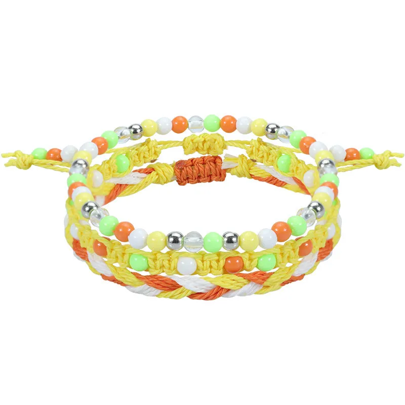 Teenagers Colorful Beads Bracelet  Waterproof Wax Line