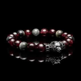 The Blood Moon | Garnet & Hawk Eye Wolf Bracelet