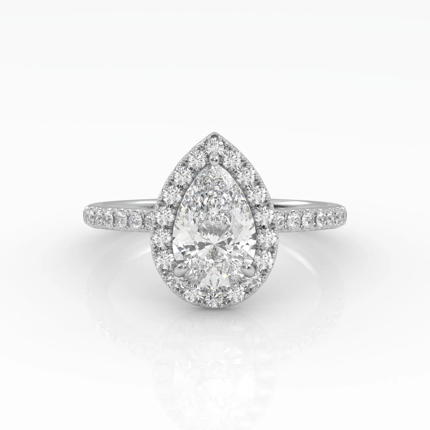 The Pear Solitaire with Pavé band and Halo