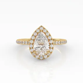The Pear Solitaire with Pavé band and Halo