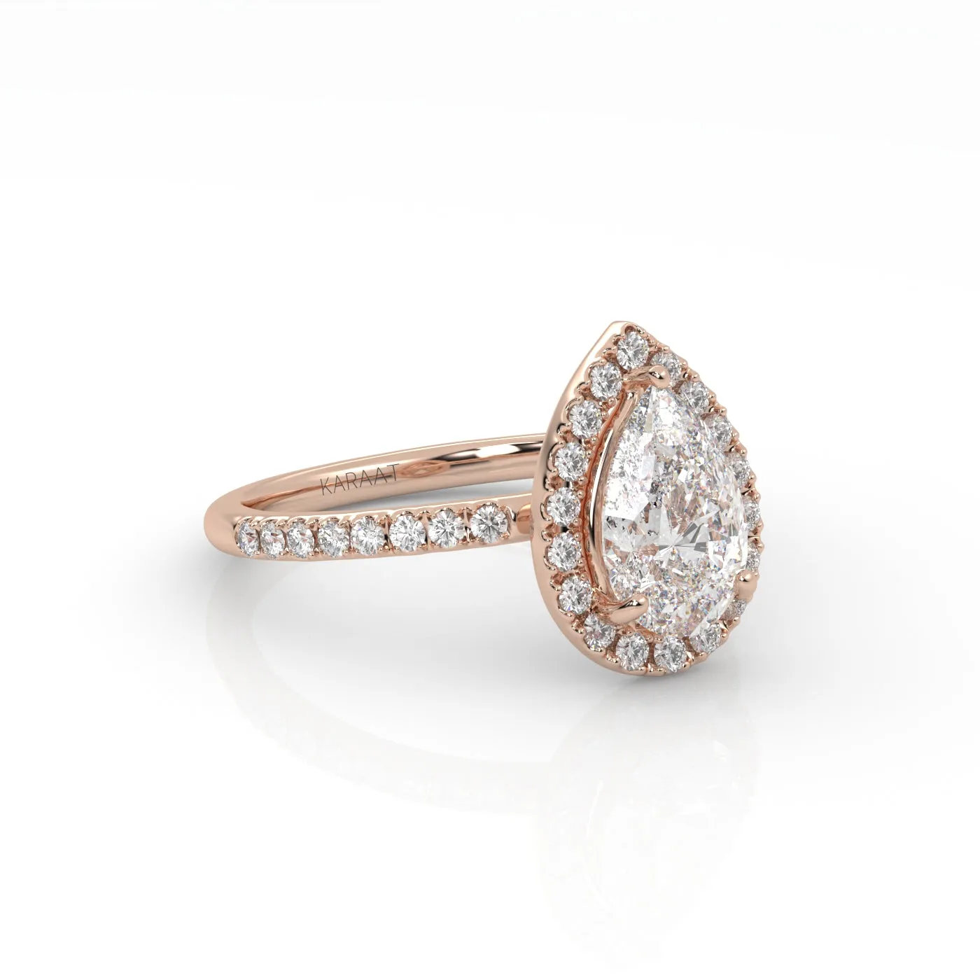 The Pear Solitaire with Pavé band and Halo