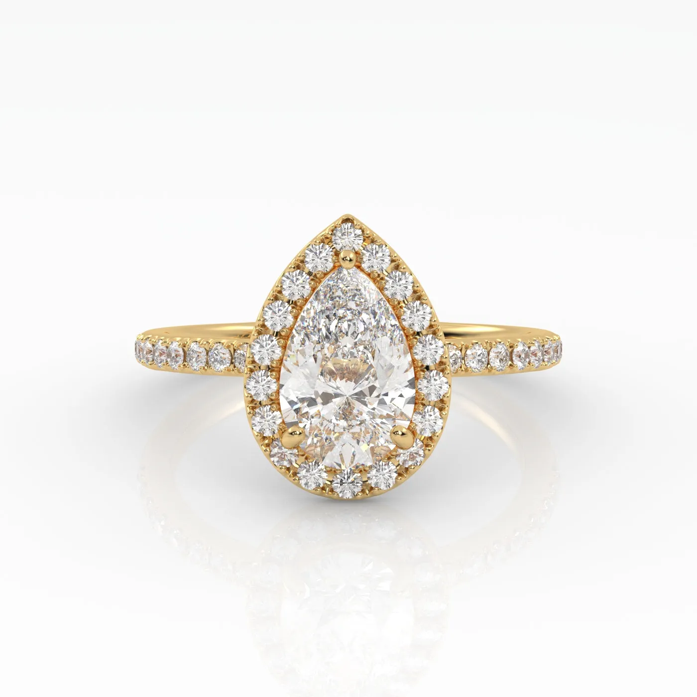 The Pear Solitaire with Pavé band and Halo