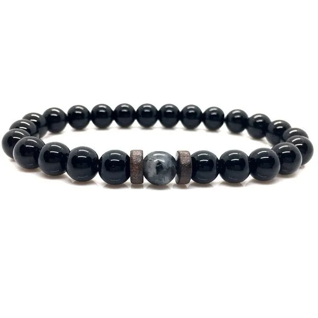Tibetan Buddha Bracelet With Natural Moonstone Chakra Lava Stone