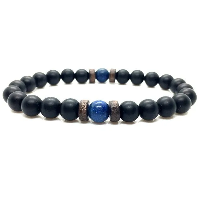 Tibetan Buddha Bracelet With Natural Moonstone Chakra Lava Stone