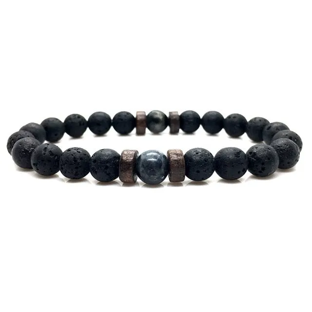 Tibetan Buddha Bracelet With Natural Moonstone Chakra Lava Stone