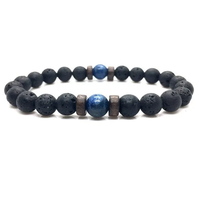 Tibetan Buddha Bracelet With Natural Moonstone Chakra Lava Stone