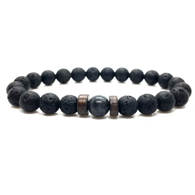 Tibetan Buddha Bracelet With Natural Moonstone Chakra Lava Stone