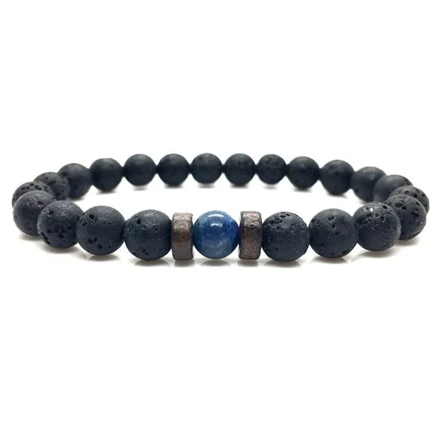 Tibetan Buddha Bracelet With Natural Moonstone Chakra Lava Stone