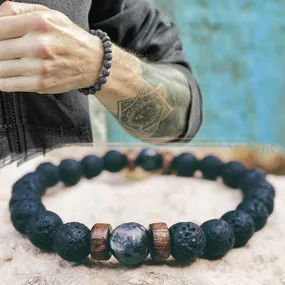 Tibetan Buddha Bracelet With Natural Moonstone Chakra Lava Stone