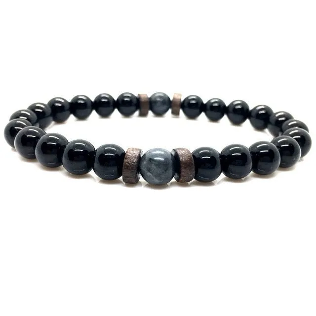 Tibetan Buddha Bracelet With Natural Moonstone Chakra Lava Stone