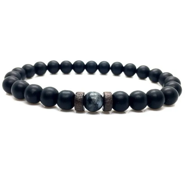 Tibetan Buddha Bracelet With Natural Moonstone Chakra Lava Stone