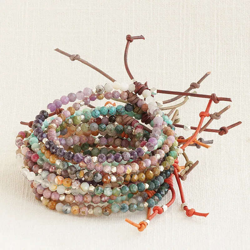Tiny Mantras Bracelet - Peach Moonstone | Daily Intention Bracelet