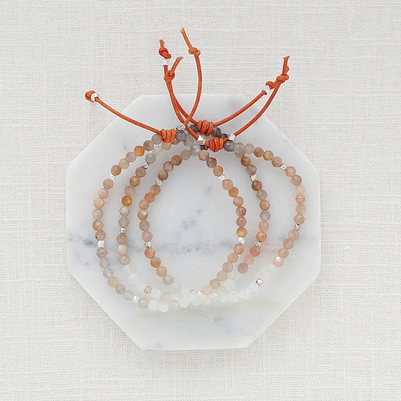 Tiny Mantras Bracelet - Peach Moonstone | Daily Intention Bracelet