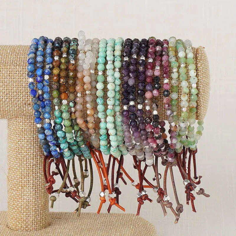 Tiny Mantras Bracelet - Peach Moonstone | Daily Intention Bracelet