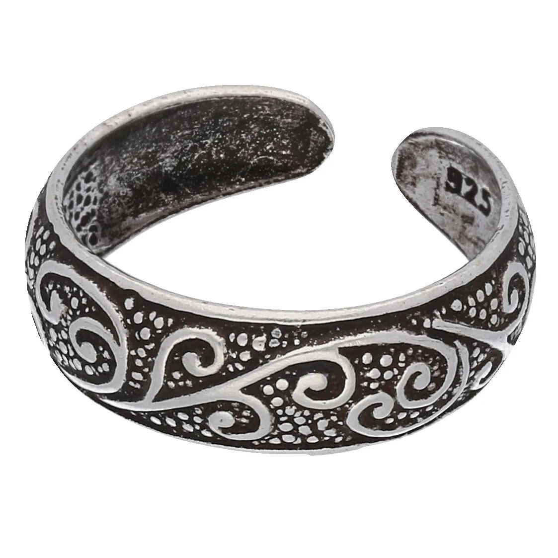 Toe Ring with Flourishing Vines in Antiqued Sterling Silver