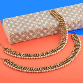 Trendy Gold plated Pearl Anklet for Women