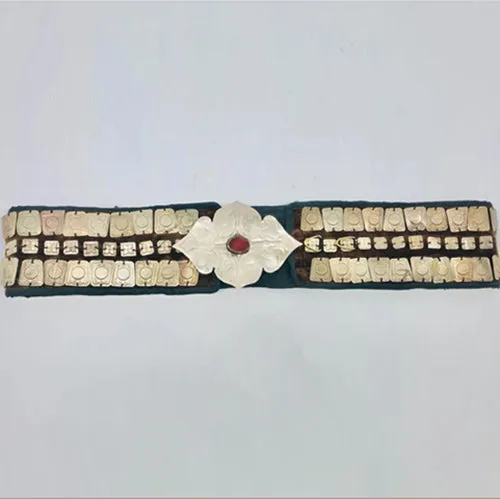 Turkman Belly Belt, Vintage Tribal Belt With Silver Motif