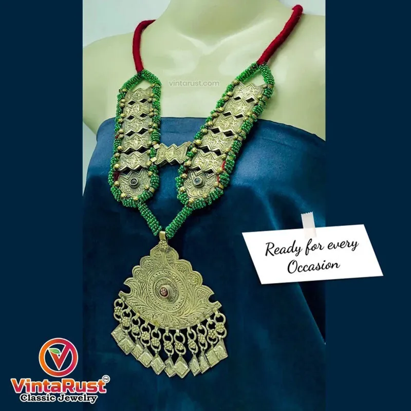 Turkmen Green Beaded Necklace