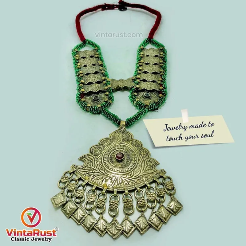 Turkmen Green Beaded Necklace