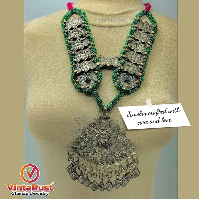Turkmen Green Beaded Necklace