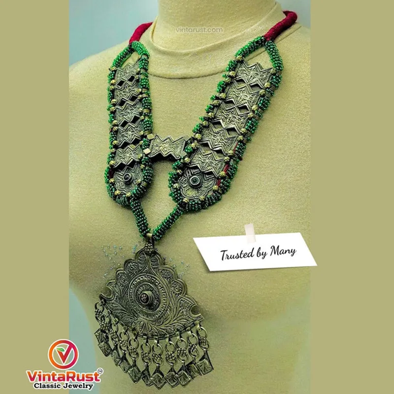 Turkmen Green Beaded Necklace